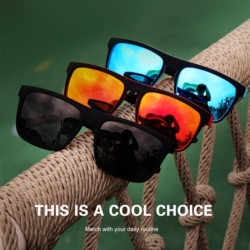 3pairs, Fantasy Cool Classic Polarized Square Fashion Glasses, For Men Women Outdoor Sports Party Vacation Travel Driving Fishing Supplies Photo Props