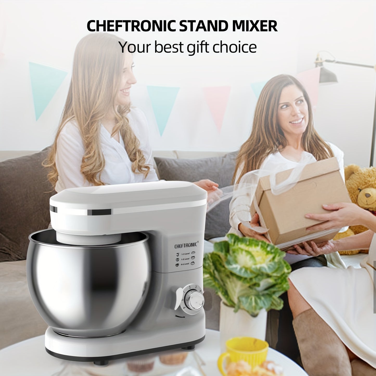 Powerful 1200W Electric Stand Mixer With 4.2L Stainless Steel Bowl, With 6-Speed Tilt-Head Food Mixer, Kitchen Electric Mixer With Dough Hook, Beater