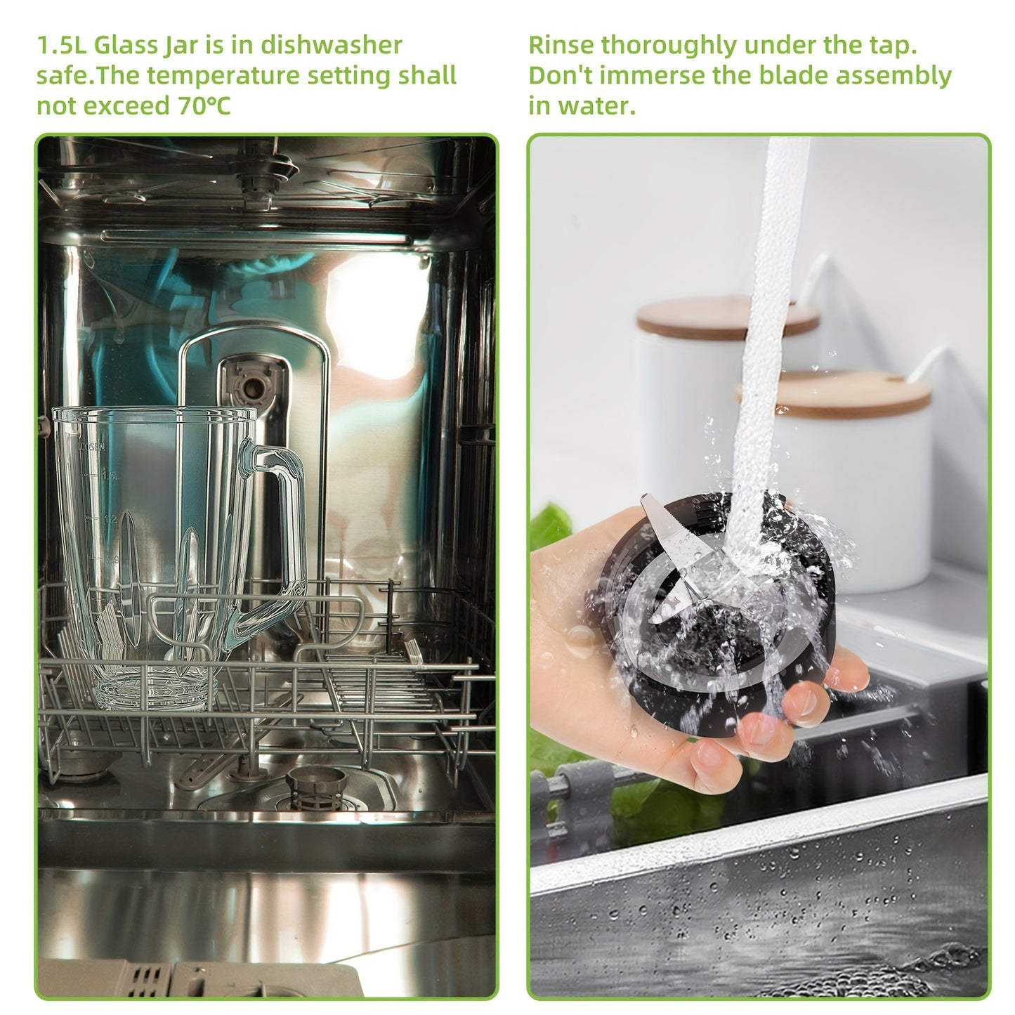 1300W Smoothie Blender With 1.5L Glass Jar And 600ml BPA FREE Plastic Bottle, Lid & Blades, Personal Blenders Combo For Frozen Fruit Drinks, Sauces