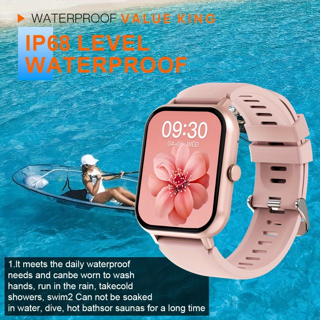 Smartwatch With 4.65cm Full Touch Screen, Text & Call Functions, 100+ Sports Modes, Pedometer, Calorie Counter, Waterproof, Compatible With Android & IOS