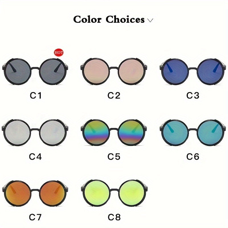 2pcs New Fashion Men's Round Steampunk Fashion Glasses, Trendy Photo Props, Decorative Glasses, Daily Stylish Accessories, Perfect Gift For Birthday, Holiday, Party, Christmas