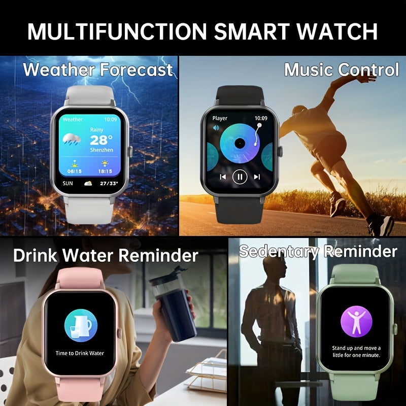 Smartwatch With 4.65cm Full Touch Screen, Text & Call Functions, 100+ Sports Modes, Pedometer, Calorie Counter, Waterproof, Compatible With Android & IOS