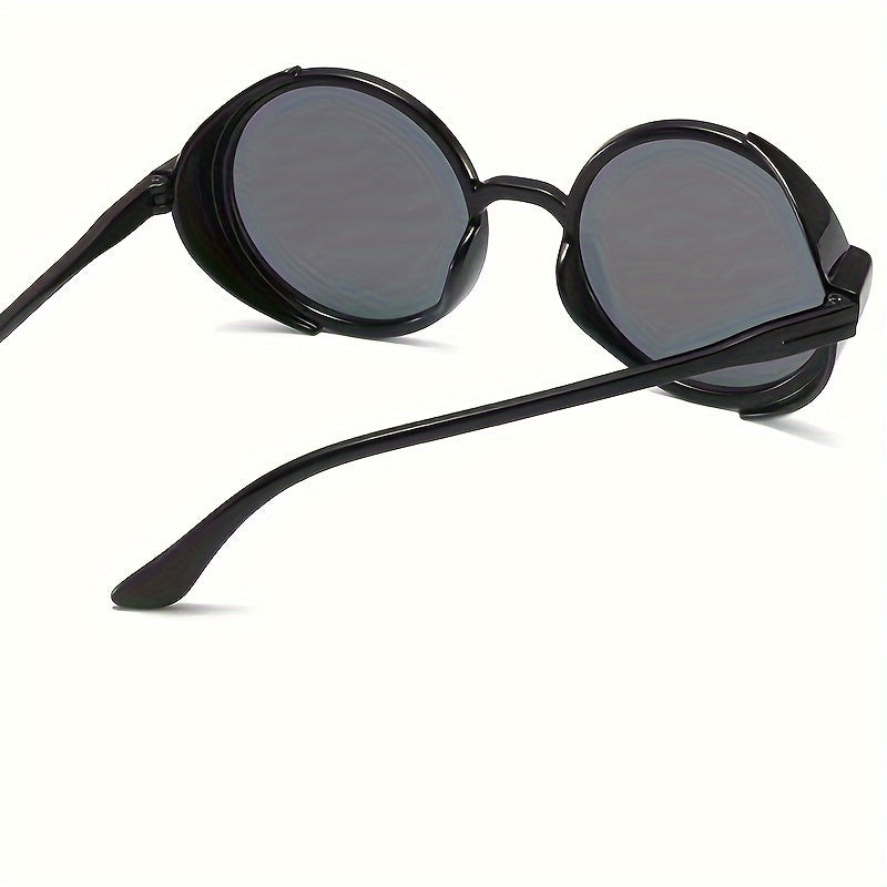 2pcs New Fashion Men's Round Steampunk Fashion Glasses, Trendy Photo Props, Decorative Glasses, Daily Stylish Accessories, Perfect Gift For Birthday, Holiday, Party, Christmas