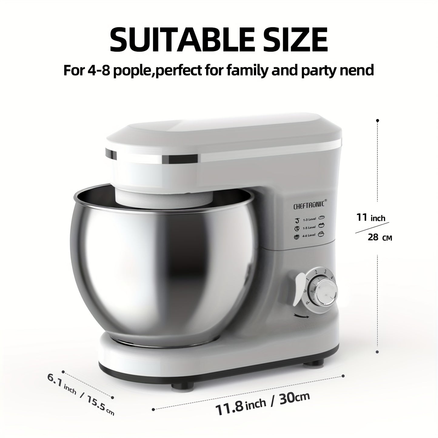 Powerful 1200W Electric Stand Mixer With 4.2L Stainless Steel Bowl, With 6-Speed Tilt-Head Food Mixer, Kitchen Electric Mixer With Dough Hook, Beater