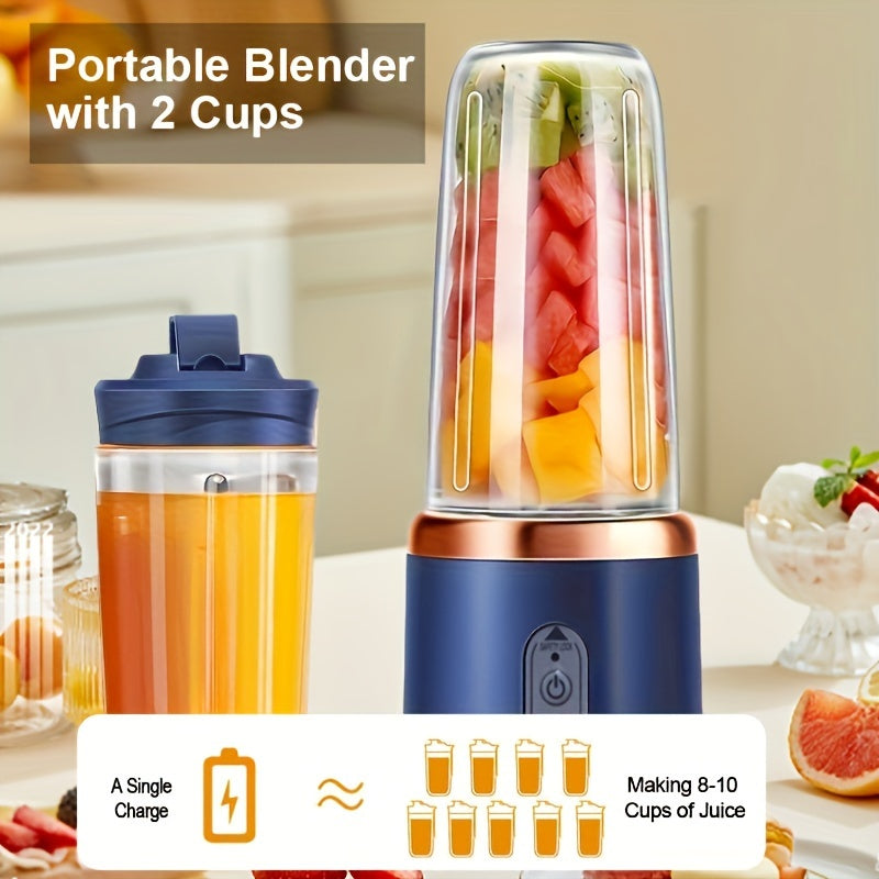 1pc, Portable Multifunctional Blender Double Cup, Household Juicer, Summer Juice Making DIY Vegetable Juice, Water Juice, Sand Ice.