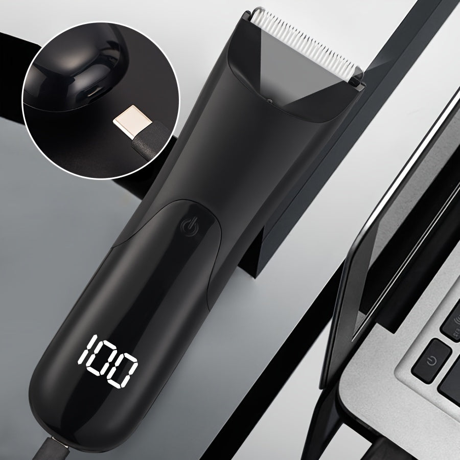 1pc Men Body Trimmer, Electric Shaver, Electric Inguinal And Pubic Hair Trimmer, Ceramic Blade Male Hygiene Shaver Trimmer, Full Body Beauty