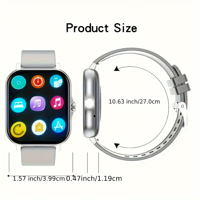 1pc, 1.83-Inch Large Dial Smartwatch, Fitness Tracker with Wireless Call Answering/Rejection, Text & App Notifications, Compatible with iPhone/Android, Sport Monitoring Wristwatch