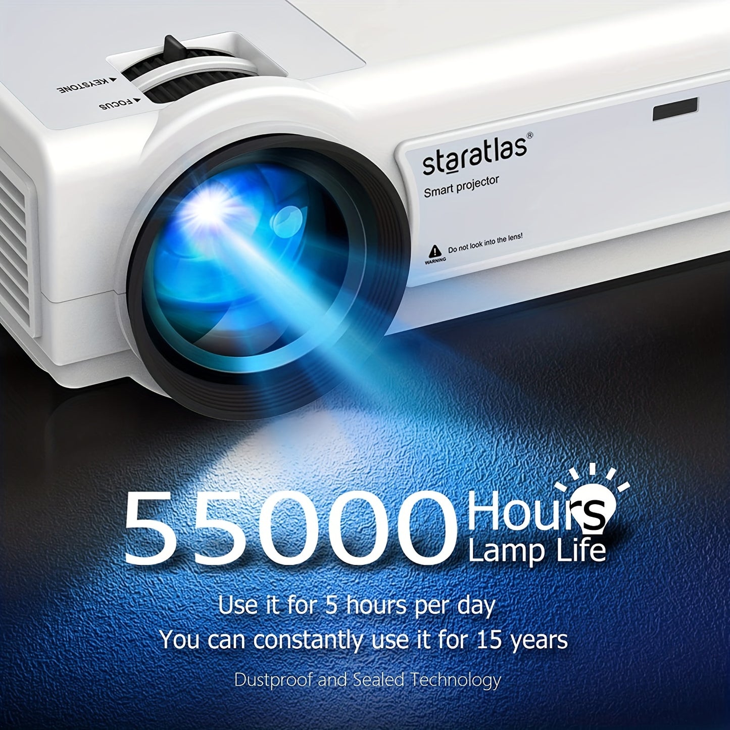 4K Projector With WiFi Portable Native 1080P Movie Projectors For Home Cinema Mini Projector Compatible With HDTV, USB, VGA, AV.