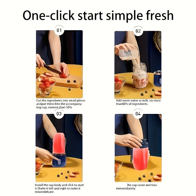 A Set Of 13.4OZ Double Cups, Portable Small Rechargeable Juice Cups, Home Multi-functional Juice Cups