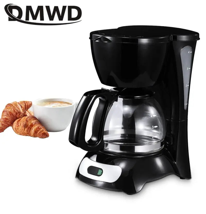 DMWD 600ML Mini American Coffee Machine Automatic Drip Coffee Maker 4 Cups Coffee Maker with gladd jug for Home And Office 220V