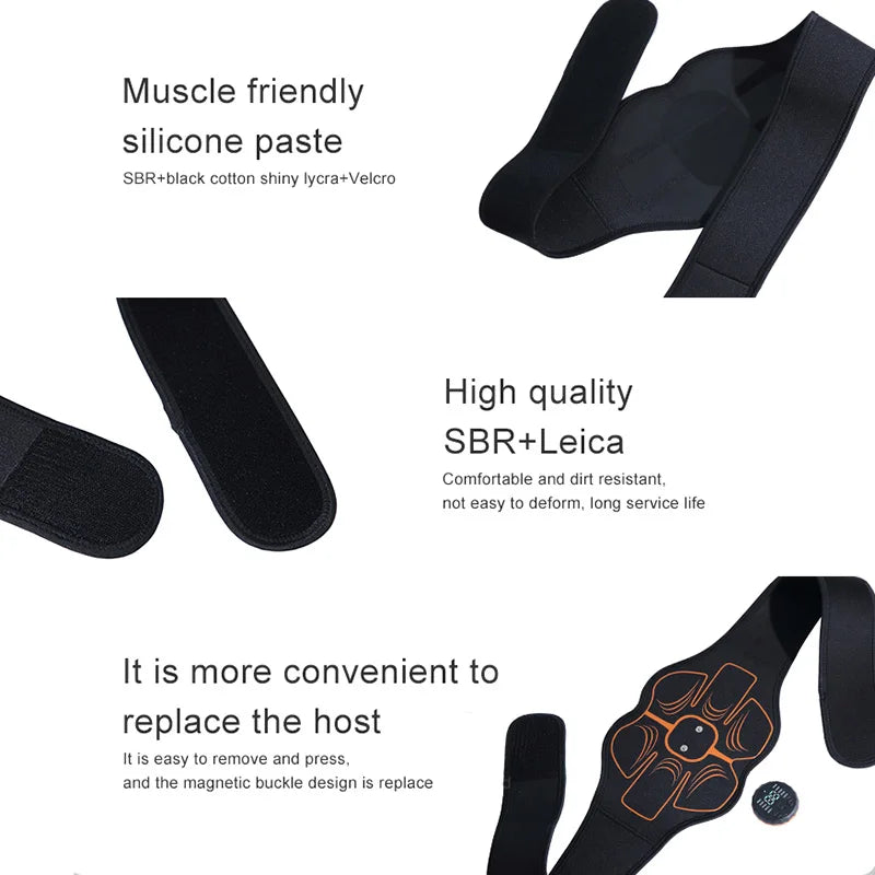 Abs Trainer EMS Abdominal Muscle Stimulator Electric Toning Belt USB Recharge Waist Belly Weight Loss Home Gym Fitness Equipment