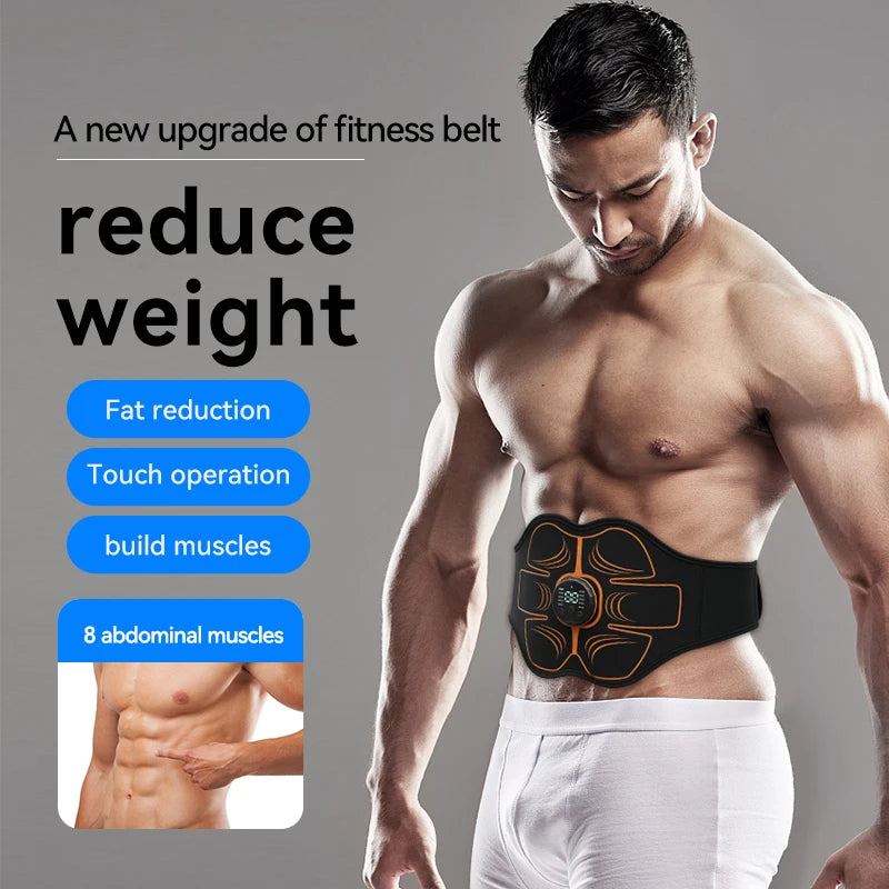 Abs Trainer EMS Abdominal Muscle Stimulator Electric Toning Belt USB Recharge Waist Belly Weight Loss Home Gym Fitness Equipment