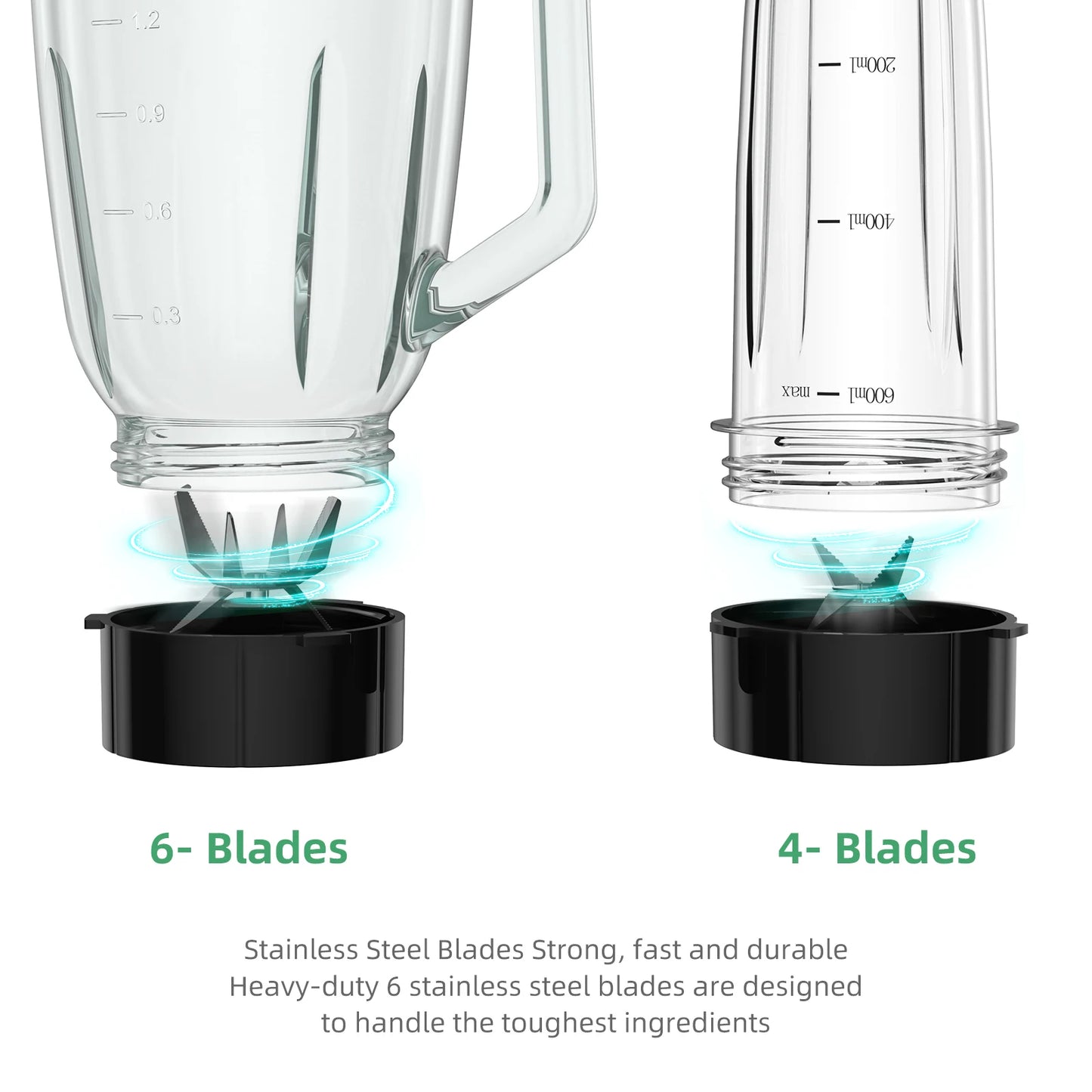 BioloMix 1300W Smoothie Blender with 1.5L Glass Jar, Personal Blenders Combo for Frozen Fruit Drinks, Sauces