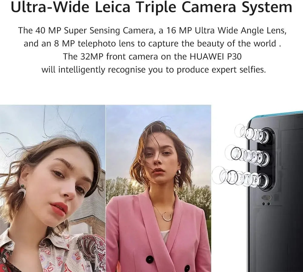 HUAWEI-P30 Smartphone com Câmera Tripla Leica, Celular Android, 128 GB, 6.1 ", 6GB de RAM, EMUI 9.1.0, novo, original