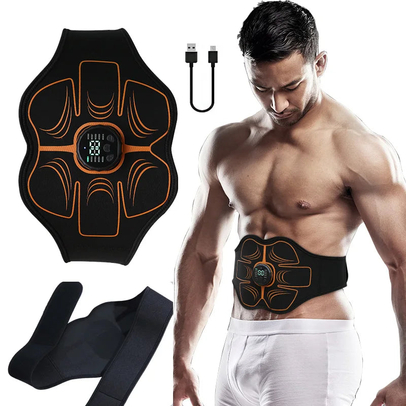 Abs Trainer EMS Abdominal Muscle Stimulator Electric Toning Belt USB Recharge Waist Belly Weight Loss Home Gym Fitness Equipment