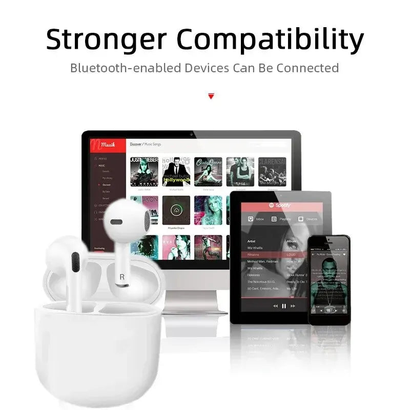 Pro4 TWS Bluetooth Earphone 9D Stereo Wireless - Earbud HandsFree Headset With Microphone For Xiaomi iPhone