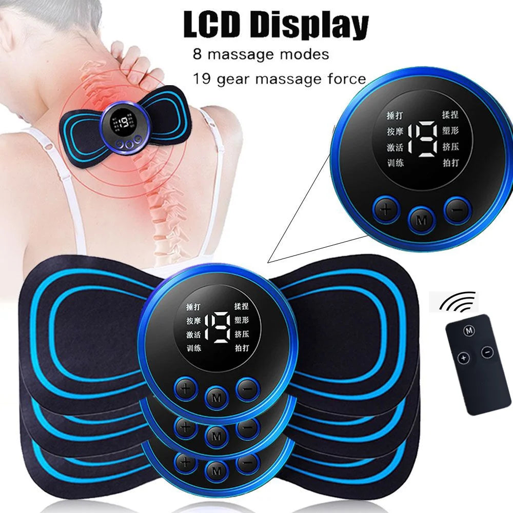 Massageador Elétrico de Pulso para Pescoço e Corpo: 8 Modos com 19 Níveis
