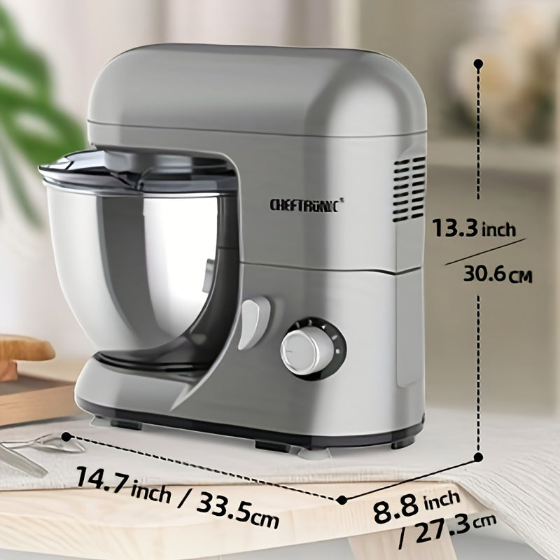 CHEFTRONIC Stand Mixer, 5L Tilt-Head Electric Household Stand Mixer - 1300W 6+P Speed, Multi-functional Kitchen Stand Up Mixer With Dough Hook, Whisk, Food Beater And Butter Beater