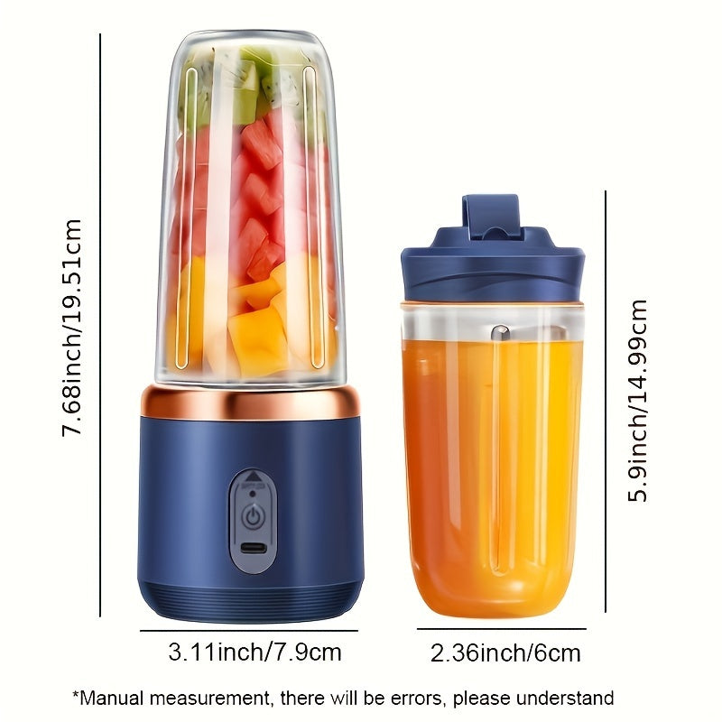 1pc, Portable Multifunctional Blender Double Cup, Household Juicer, Summer Juice Making DIY Vegetable Juice, Water Juice, Sand Ice.