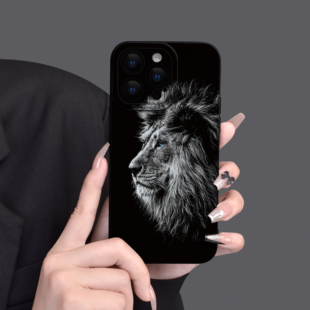 Lion Pattern Mobile Phone Case Full-Body Protection Shockproof TPU Soft Rubber Case Color: Transparent White Black For Men Women For IPhone 15 14 13 12 11 XS XR X 7 8 Mini Plus Pro Max SE