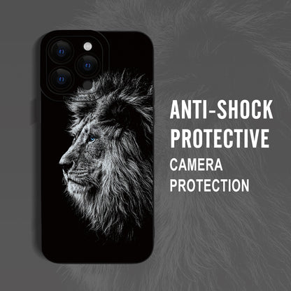 Lion Pattern Mobile Phone Case Full-Body Protection Shockproof TPU Soft Rubber Case Color: Transparent White Black For Men Women For IPhone 15 14 13 12 11 XS XR X 7 8 Mini Plus Pro Max SE