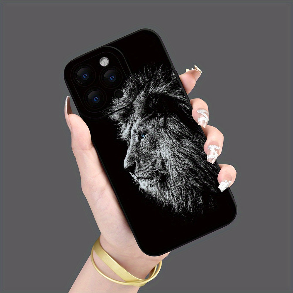 Lion Pattern Mobile Phone Case Full-Body Protection Shockproof TPU Soft Rubber Case Color: Transparent White Black For Men Women For IPhone 15 14 13 12 11 XS XR X 7 8 Mini Plus Pro Max SE