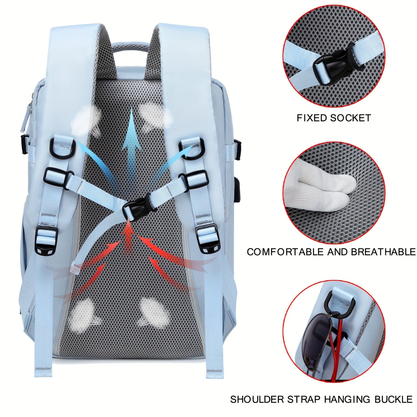 Large Laptop Computer Backpack, Airline-approved Travel Rucksack, Outdoor Sport Hiking Schoolbag With Shoes Compartment