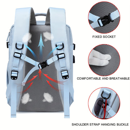 Large Laptop Computer Backpack, Airline-approved Travel Rucksack, Outdoor Sport Hiking Schoolbag With Shoes Compartment