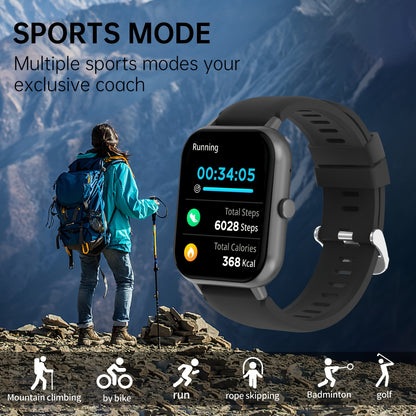 Smartwatch With 4.65cm Full Touch Screen, Text &amp; Call Functions, 100+ Sports Modes, Pedometer, Calorie Counter, Waterproof, Compatible With Android &amp; IOS