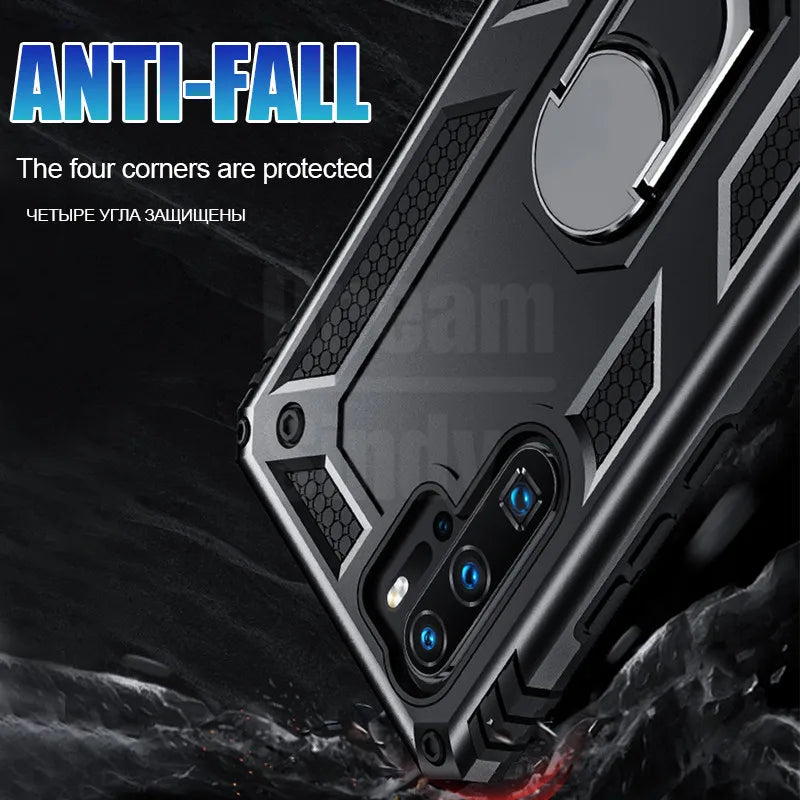 Luxury Armor Shockproof Case On The For Huawei P30 Pro P Smart 2019 Soft Bumper Case For Huawei Honor 10 P30 Lite Ring Case