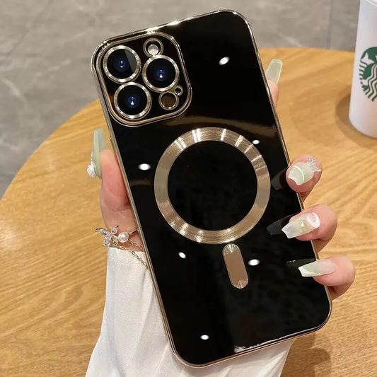 Luxury Electroplated For Magnetic Wireless Charging Case For iPhone 15 14 13 12 11 Pro Max Plus With Camera Lens Protecto Cover