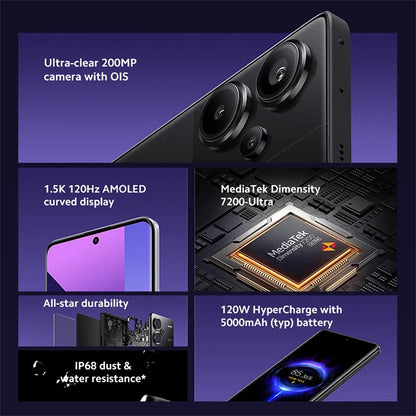 Xiaomi Redmi Note 13 Pro Plus 5G Smartphone NFC 200MP OIS Triple Camera 120Hz AMOLED 120W Charge Global Version