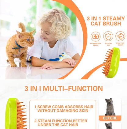 Escova a Vapor para Cães e Gatos 3 em 1