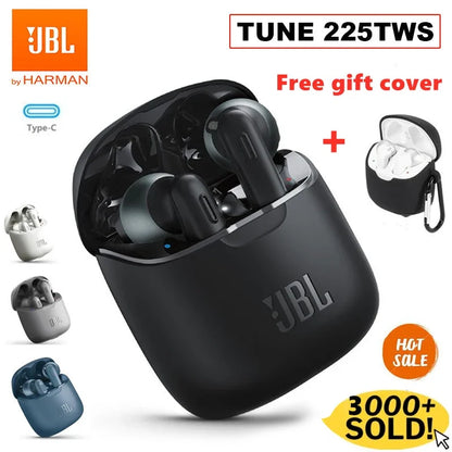 Original JBL TUNE 225TWS True Wireless Bluetooth Earphones JBL T 225 TWS stereo Bass Sound Headphones Headset With Mic with Case