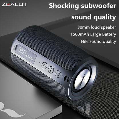 ZEALOT S32 5W Wireless Speakers, Outdoor Portable Subwoofer Speaker Wireless Speaker, Dual Pairing, 1500mAh Battery, 8 Hours Playtime Loud Stereo, Booming Bass.Charging Cable, TF USB Plug-in Card Compatible